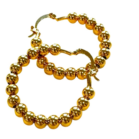 Elegant 18K Gold Filled Hoop Ball Earrings. NEW - Picture 5 of 5